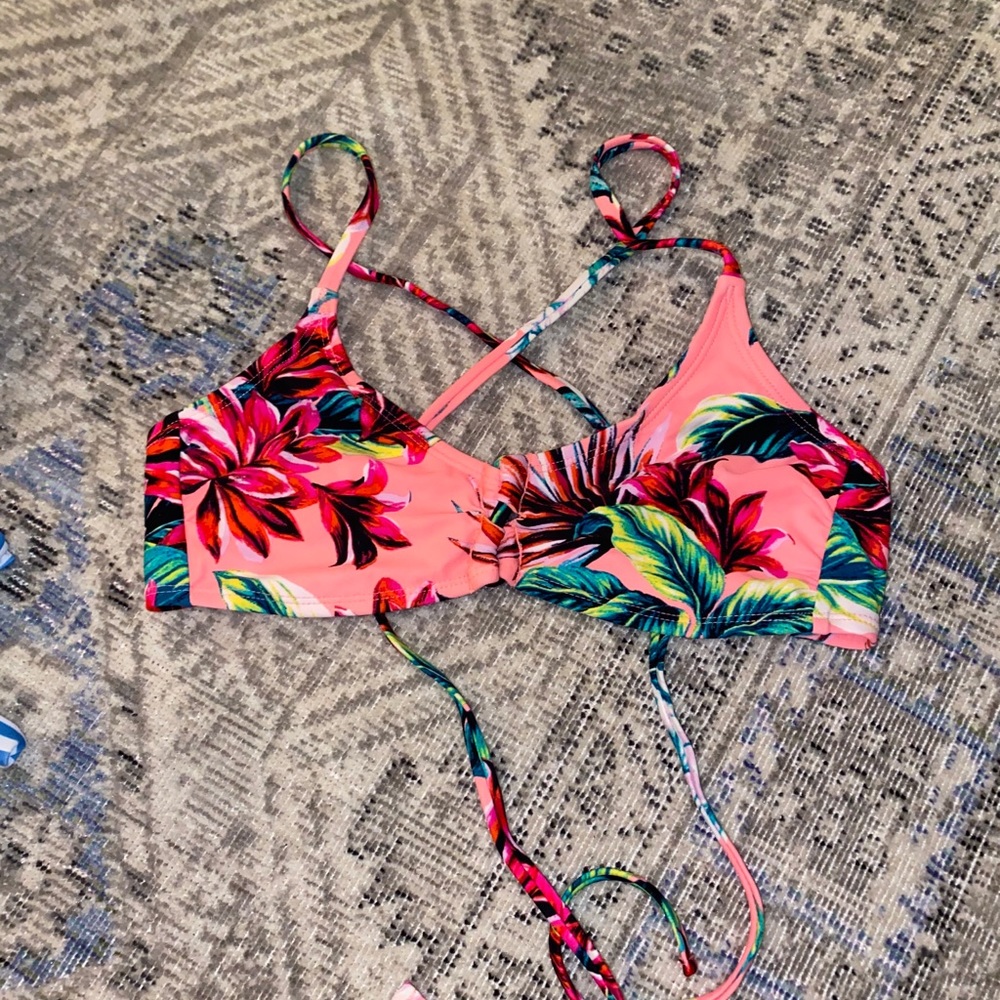 Tropical neon bikini top